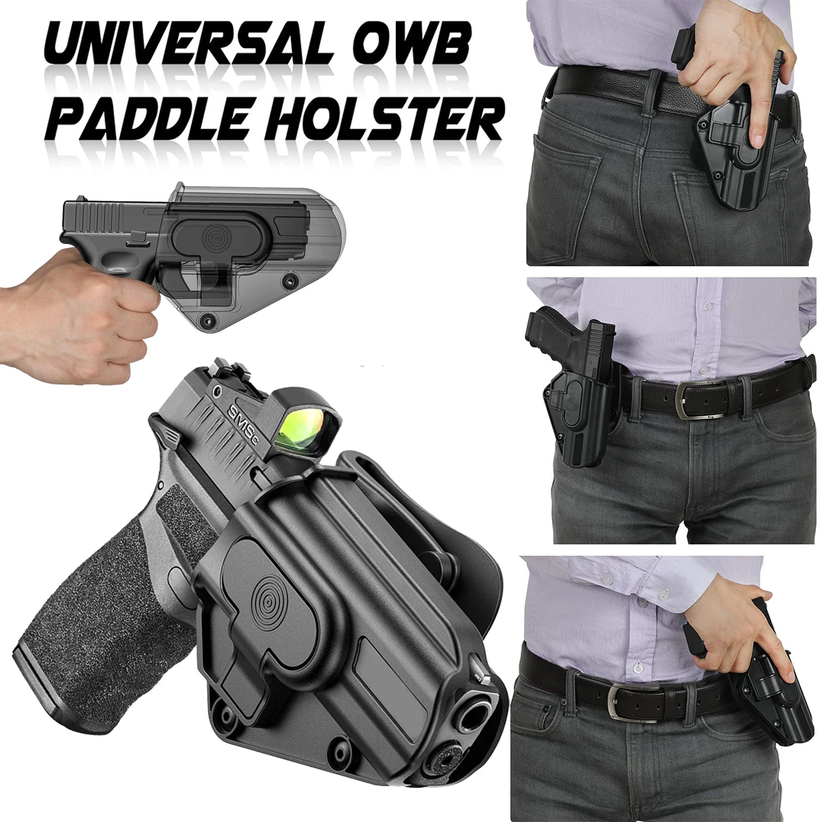 

Tactical Pistol Universal Holster for Ruger 57 Sccy CPX /Springfield Hellcat/Glock 17 19 43 Adjustable Level Ⅱ Belt Gun Holster