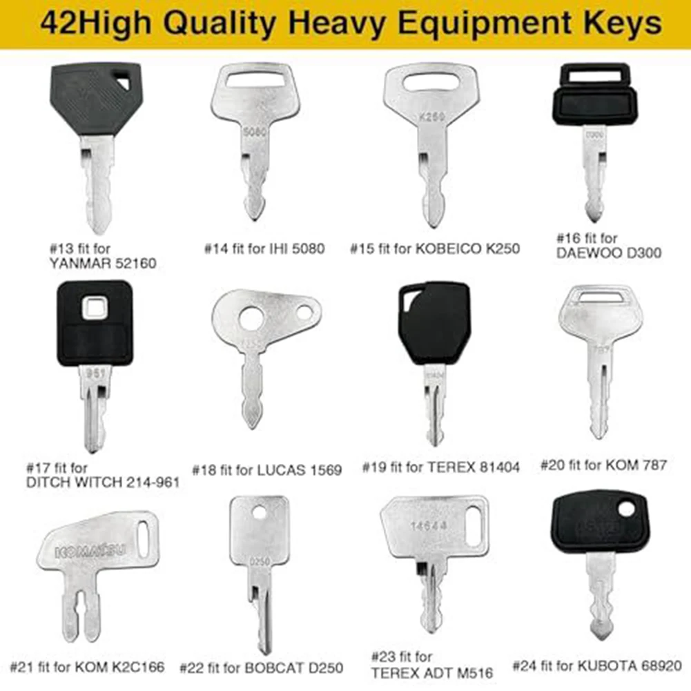 42 Heavy Equipment Key For Caterpilla For Volvo For Takeuchi For Hyste Excavator High Quality Heavy Equipment Key Car Part