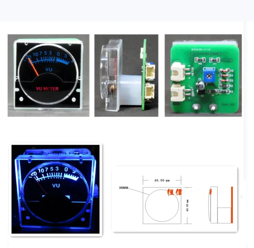 2pcs 12V Analog Panel VU Meter mit blauer Hintergrundbeleuchtung – Perfekte Audio-Level-Anzeige für Heimkino-Systeme