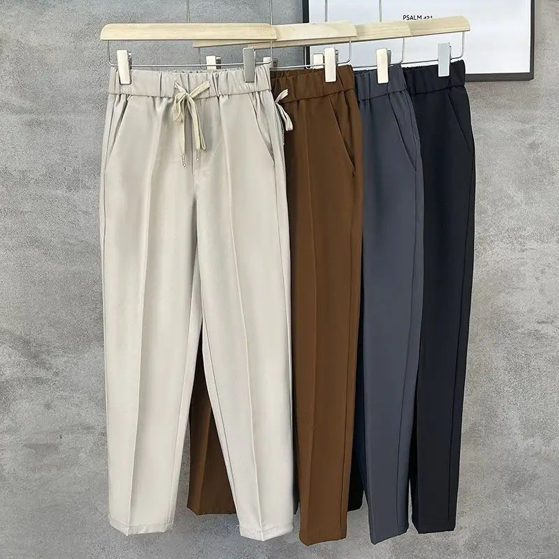 Men's Clothing Smart Casual Ankle-Length Trousers Non-Woven Lightweight Comfortable Office Dress Pants for Spring Autumn Pants