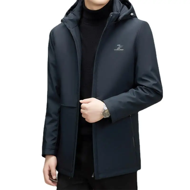 Chaqueta gruesa con capucha para hombre, forro interior desmontable, cálido, invierno, 2023