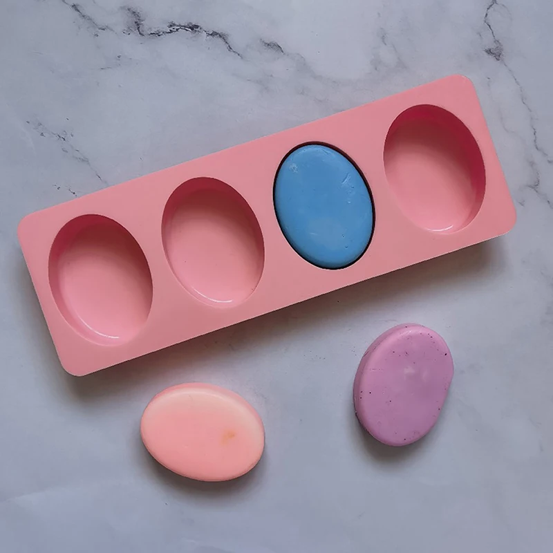 Molde de silicona ovalado de 4 agujeros para Chocolate, accesorios para hornear postres, DIY, jabón hecho a mano, pastel, gelatina, pudín, vela