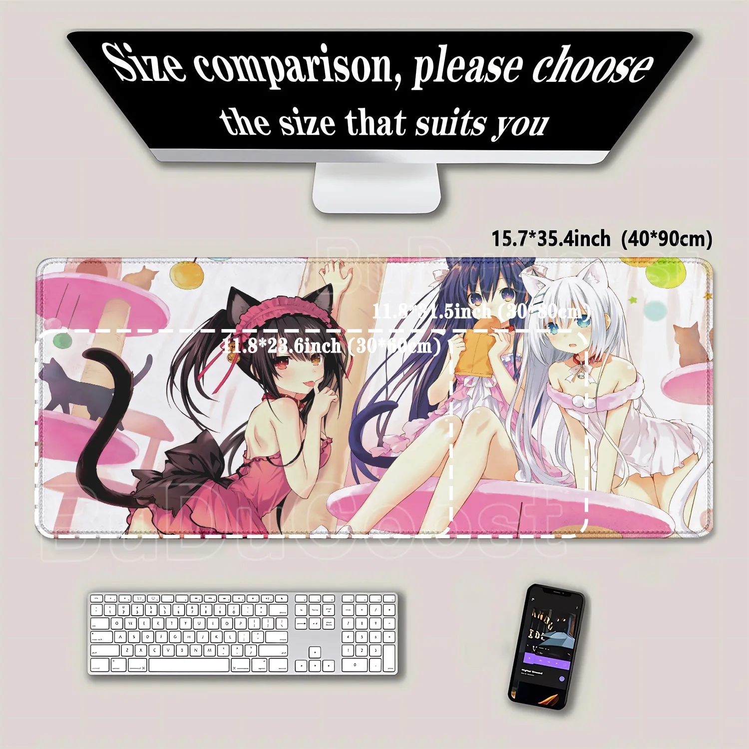 大型マウスパッド 時崎狂三 デート・ア・ライブ アニメ セクシーガール マウスパッド ゲーミングアクセサリー キーボード PC ゲーマー アニメ ラバーマウスパッド