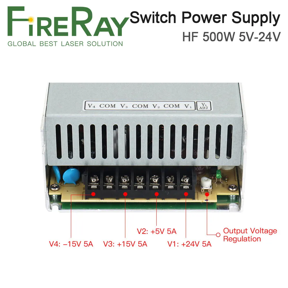 Imagem -06 - Saída Tripla 24v15a 15v5a 5v5a da Fonte de Alimentação Hf500w-qv-a do Interruptor de Fireray para a Máquina da Marcação do Laser