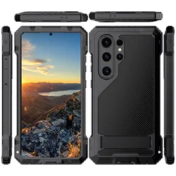 Rugged Armor Full Mobile Phone Case For Samsung Galaxy S24 S25 Ultra Plus Metal Aluminum Shockproof Cover Cases