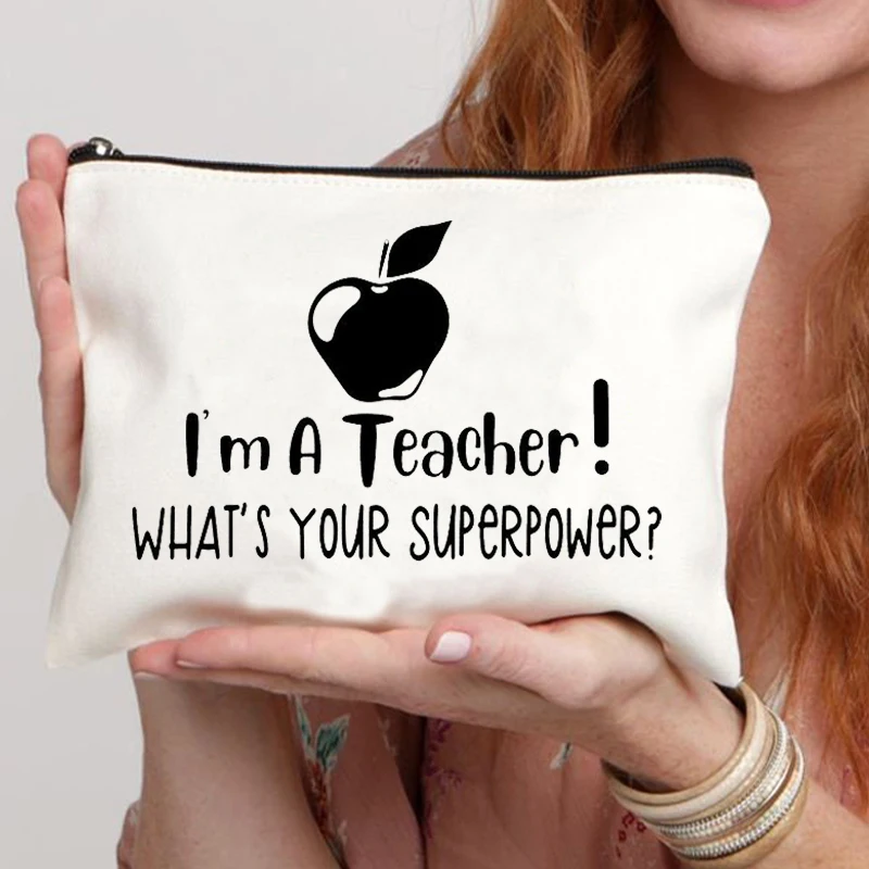 Women School Teacher Gift Cosmetic Bag pouch wallet Portable Organizer Pouch Bag Travel Makeup Bag Custom Made Makeup Bag Bags