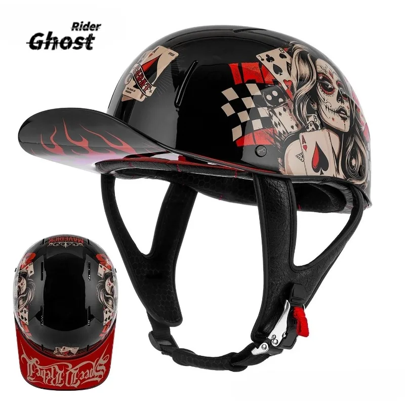 Retro Summer Motorcycle Helmet Motorcycle Cruising Half Face Helmet Anti-collision Men Lightweight and Breathable