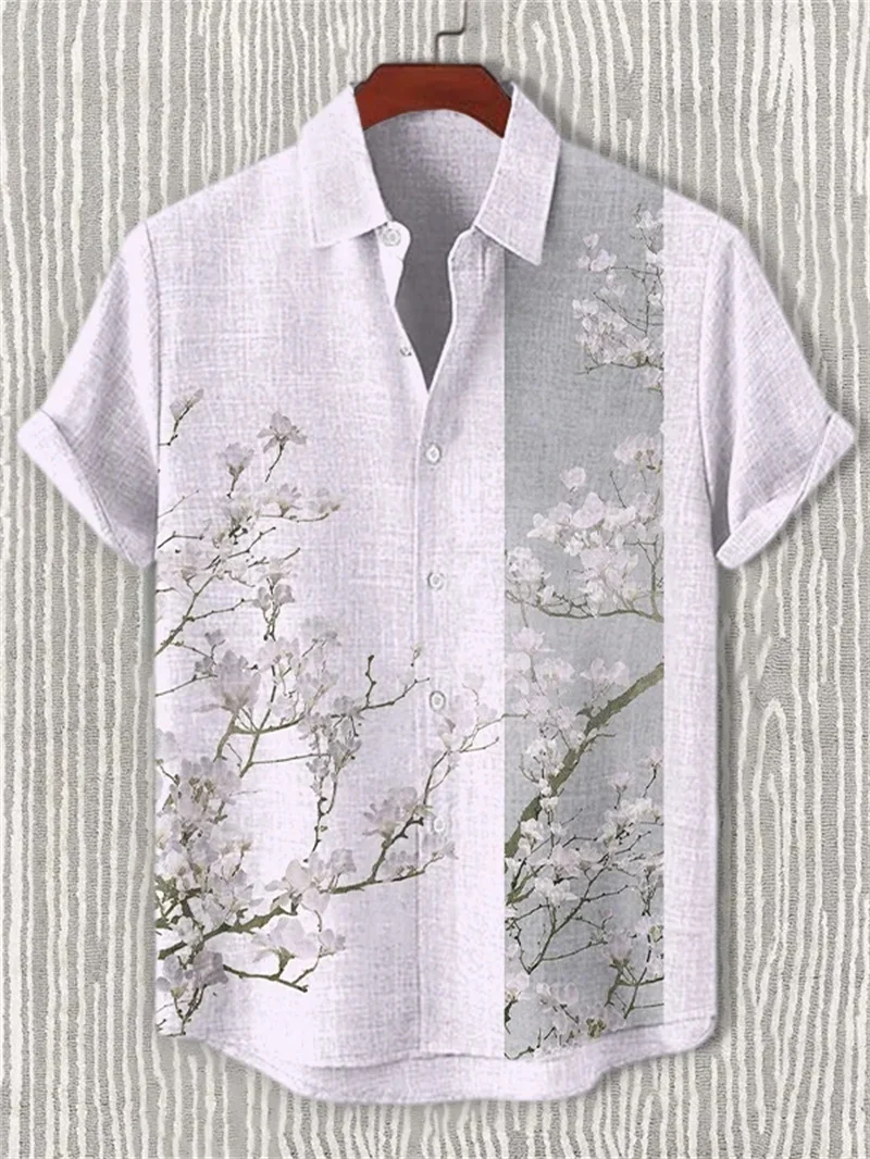 

Новая мужская льняная рубашка с короткими рукавами, летняя рубашка в стиле ретро с 3D-принтом животных, повседневная мужская дышащая льняная рубашка