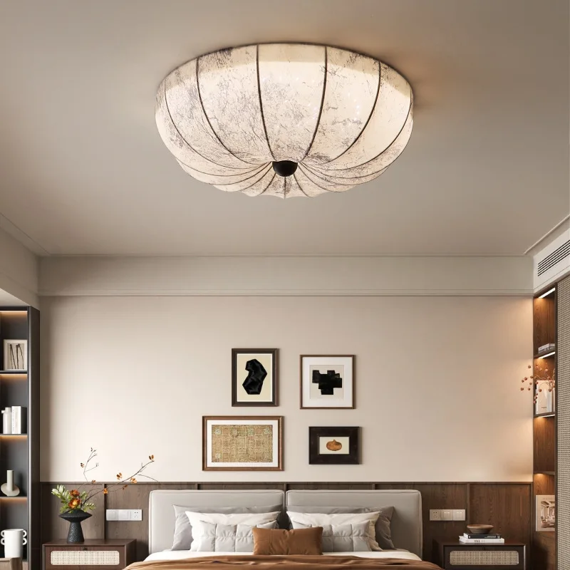 اليابانية وابي سابي استدارة الأبيض الطباعة النسيج أضواء السقف غرفة المعيشة غرفة نوم مطعم المطبخ جو مصباح معلق #3