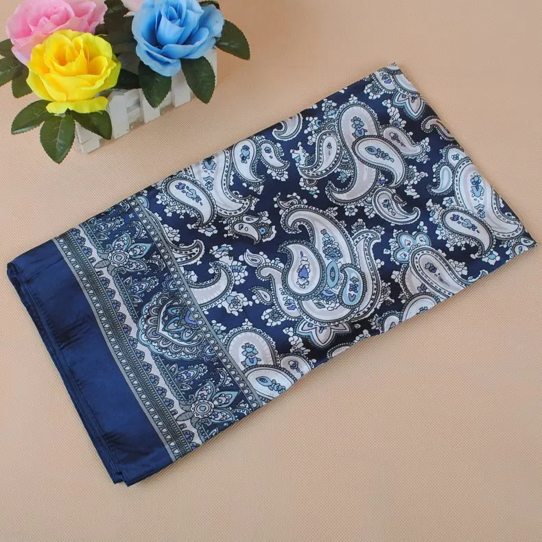 90X90cm Kopf Schal Frauen Luxus Marke Seide Quadrat Schal Foulard Satin Bandana Weiche Halstuch Hijab Haar Schals für Damen – Detail 10