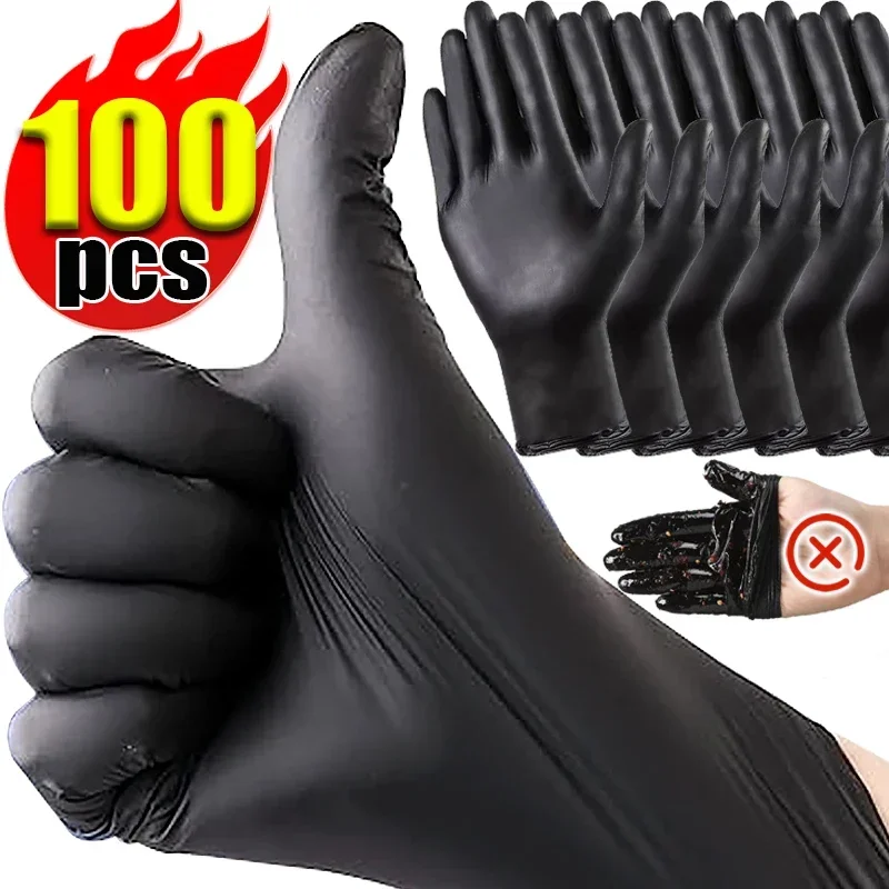 Black Nitrile PVC Gloves Strong Gloves Disposable for Housework Dish Washing Car Industry Gardening Pet Care Baking Cooking Tool