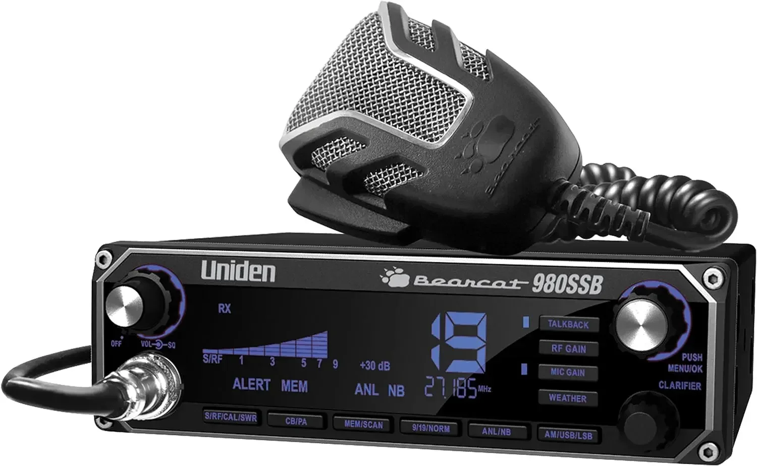 BEARCAT 980 40- Channel SSB CB Radio W/ Sideband NOAA 7- Color Digital Display PA/CB Switch and Noise Cancelling Mic