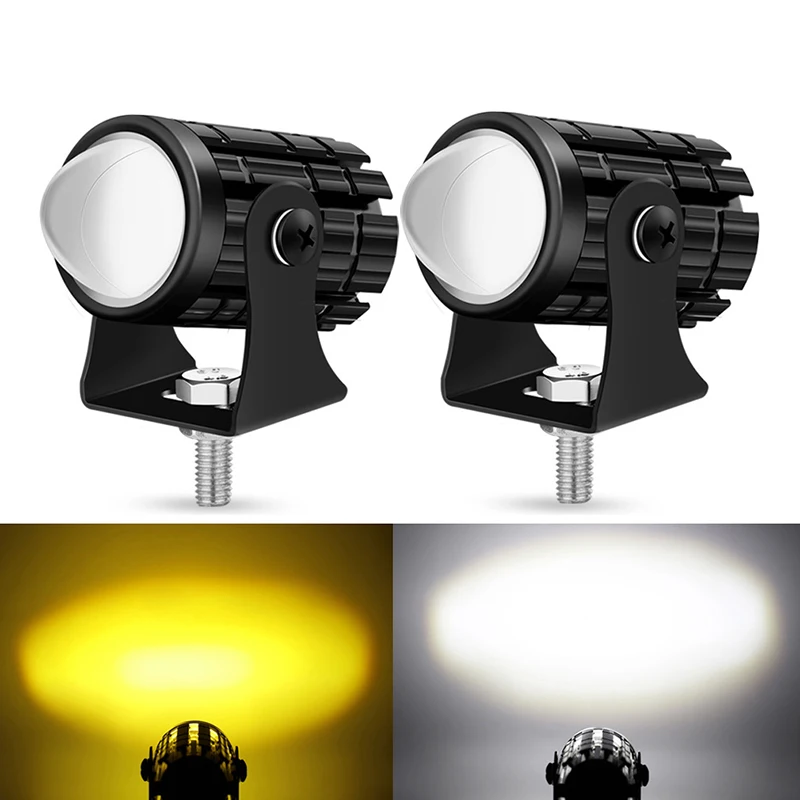 

Mini Driving Light LED Projector Lens Motorcycle Headlight ATV Scooter Dual Colour LED Lens Beam Driving Lights Auxiliary Light