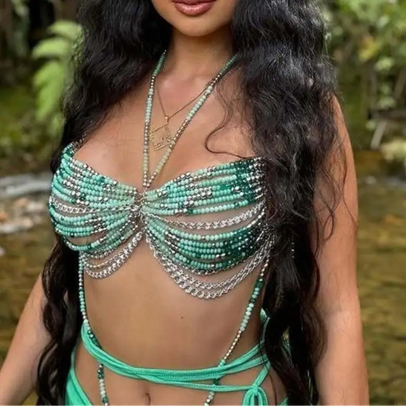

Retail/Drop Shipping Pearls Body Chain Bra Multilayer Body Chain Harness Body Jewelry Accessories
