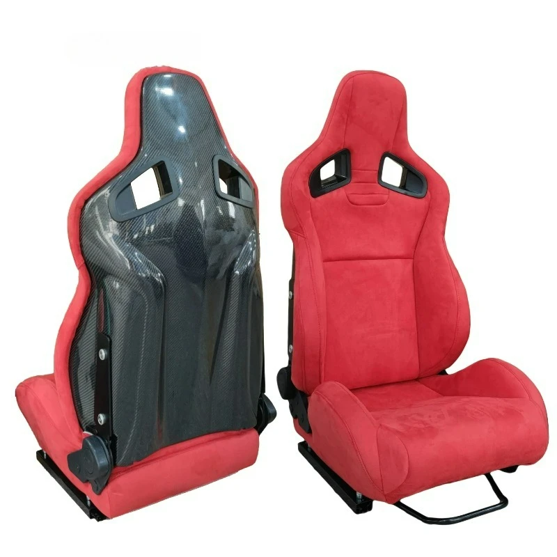 

FOR Universal Top Tier Reclining CF Racing Seat Carbon Fiber Suede Red