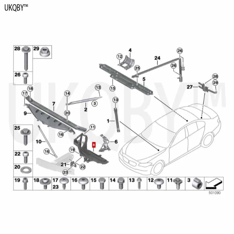 B MW 5 Series F07 GT LCI [550iX] 2012-2017 Right Mount51647200778  51647200777