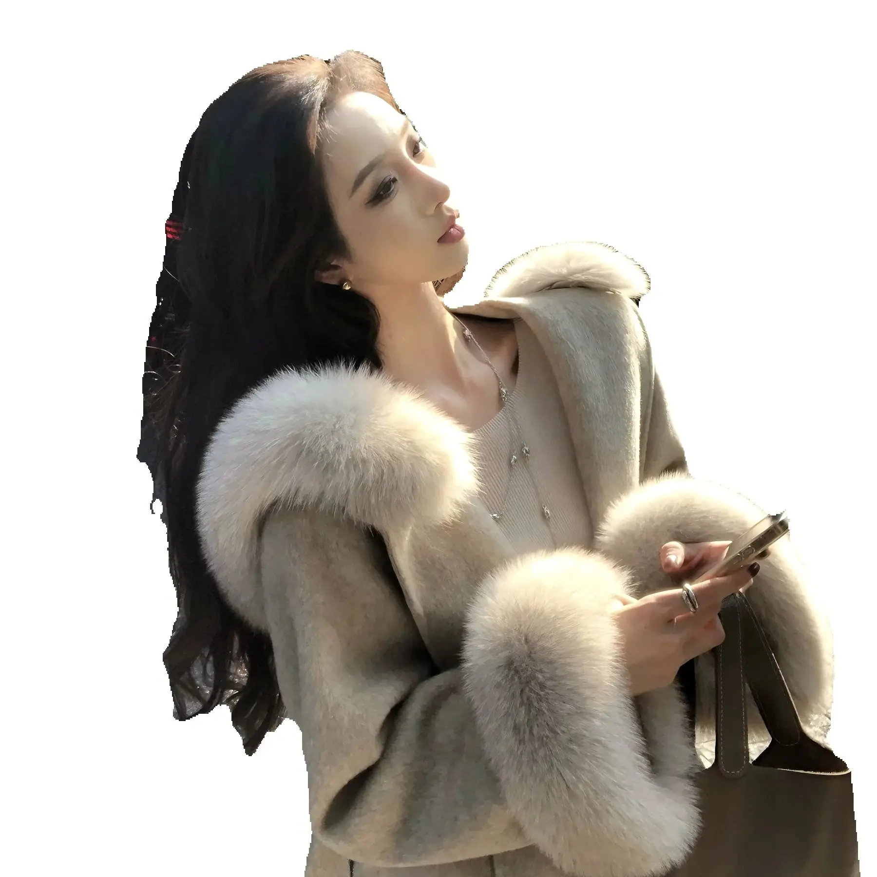 

Женское шерстяное пальто Lazy 100 дюймов, двустороннее, с шерстяным воротником-стойкой, новинка осени-зимы 2025