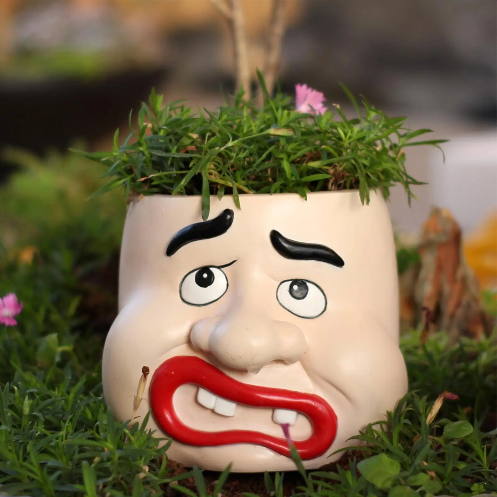 

Funny Planter Decorative Cute Portable Colorful Container Face Planters Pots Head For Garden Office Shelf Bookshelf Courtyard