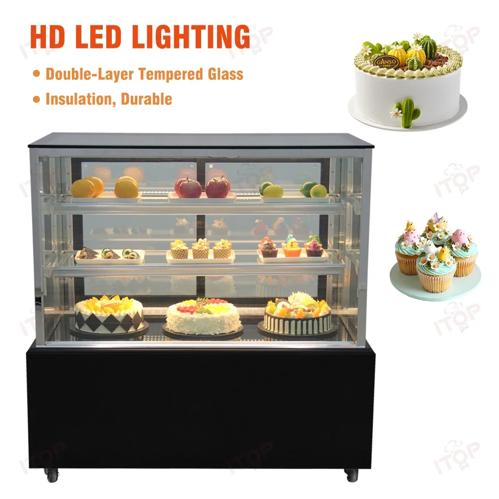 Custom 900mm Length Factory Wholesale Cake Fridge Baking Display Case Commercial Straight Cake Counter Curved Cake Cabinet