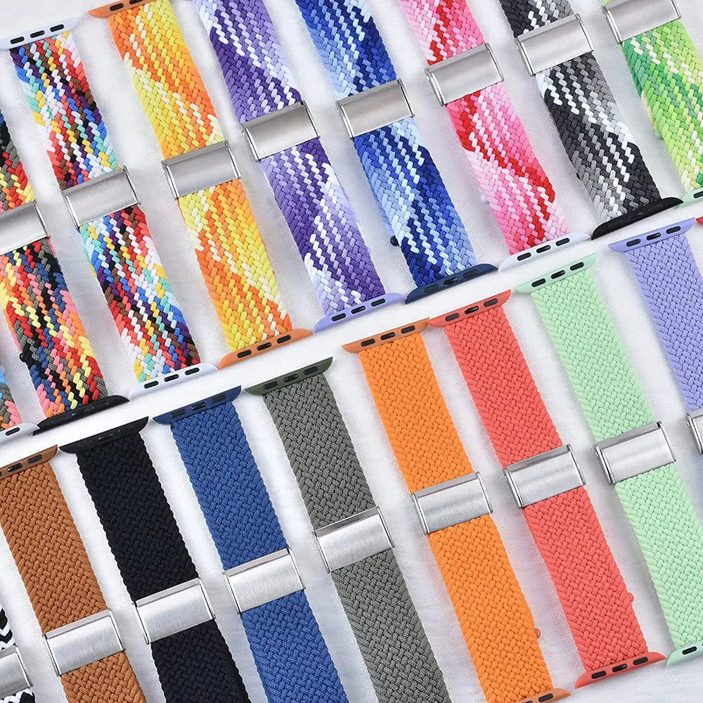 애플 워치 밴드용 탄성 브레이드 루프, 나일론 팔찌, iWatch 시리즈 9, 8, se, 6, 7, 5, 4, 3 스트랩, 45mm 울트라 2, 49mm, 38-42-40-41-44mm