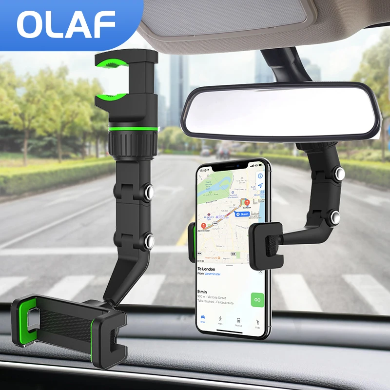 Car Phone Holder 360° Rotatable Support Cell Phone Holder For Car GPS DVR Rearview Mirror Multifunctional Bracket Auto