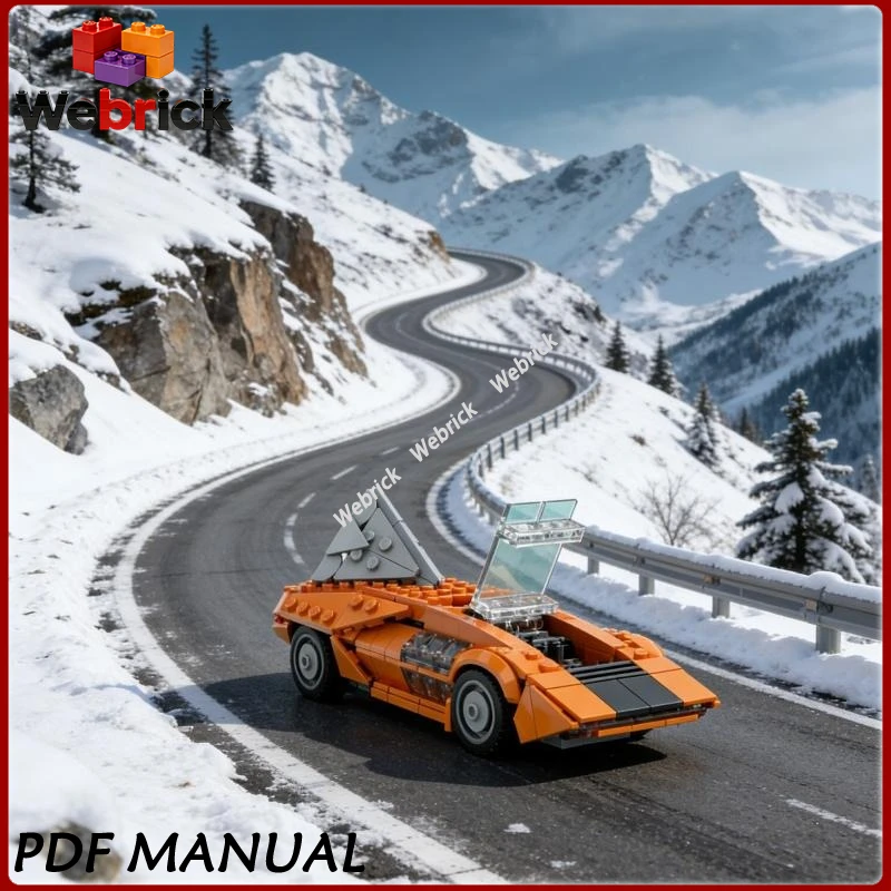 

MOC Vintage 1970 Concept Sports Car Building Blocks Classic Retro Auto Model Assembly Bricks Display Kit