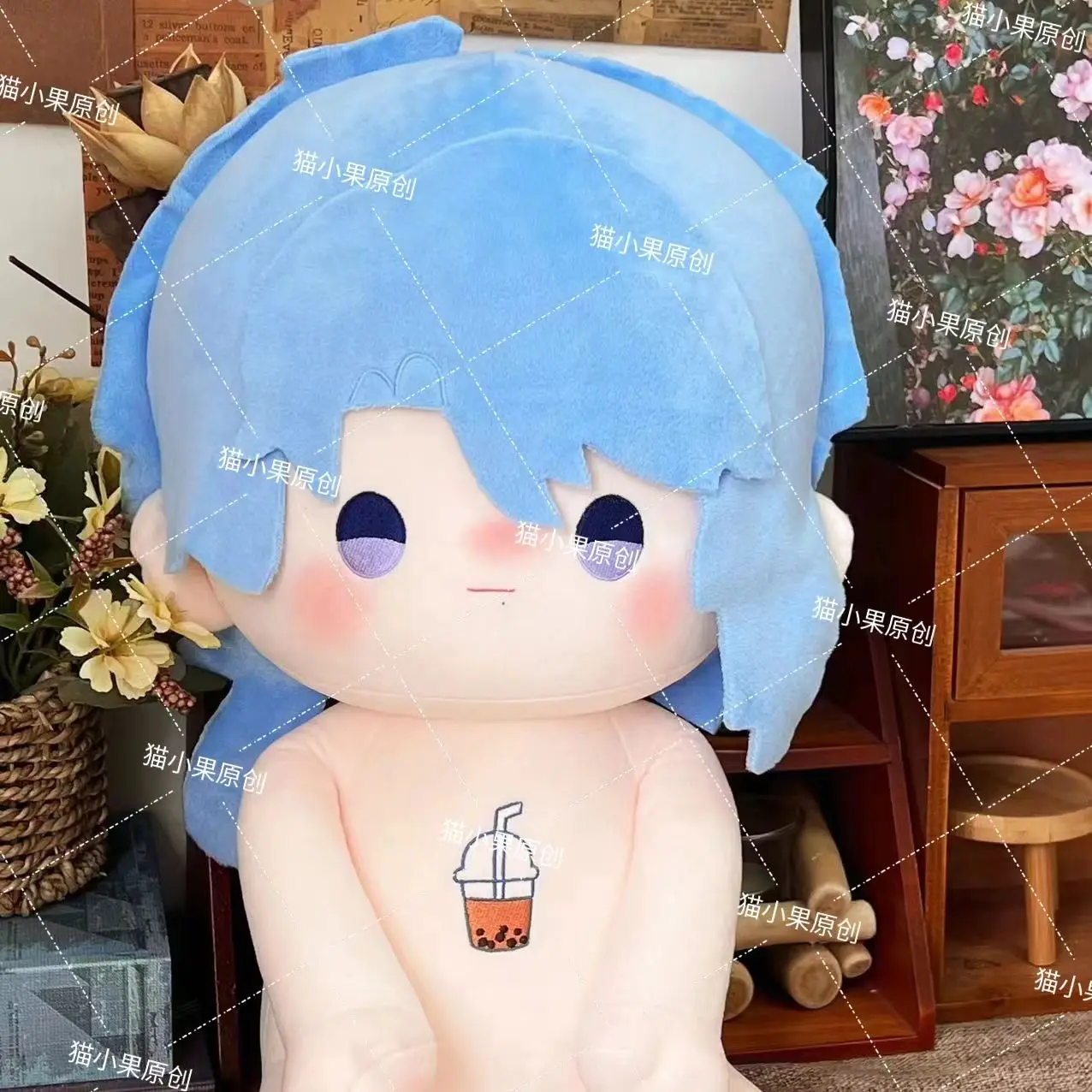 40CM Anime Genshin Impact Kamisato Ayato Plush Doll Body Dress Up Stuffed Toy Sitting Posture Pillow Adorable Birthday Gift