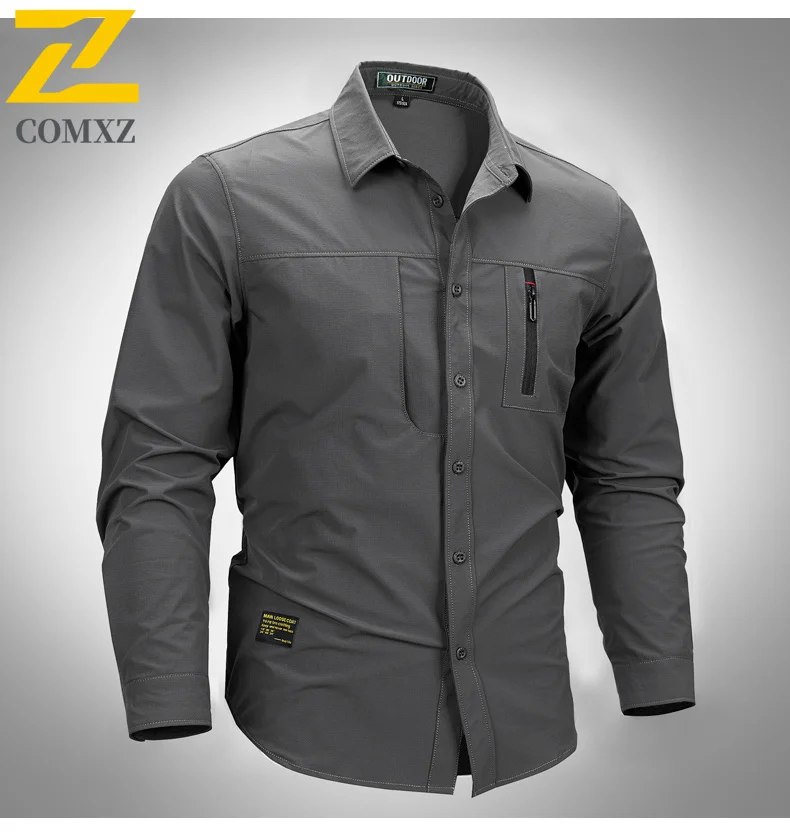 Brand Shirt Men's Spring Summer Fashion Comfortable Single Pocket Work Shirts Hiking Camping Fishing Waterproof Long Sleeve Top