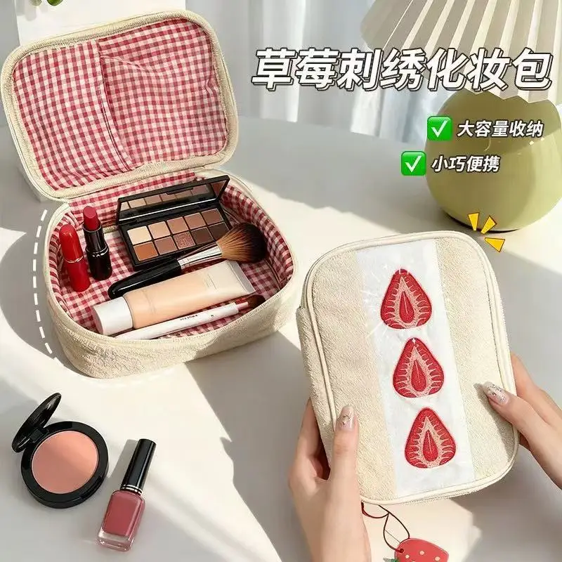 Cute Strawberry Sandwich Storage Premium Three-dimensional Korean Version Ins Cosmetic Bag Storage