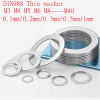 DIN988 0.1/0.2/0.3/0.5/1mm M2 M3 M4 M5 M6 M7 M8 M9 M10 M12 -M40 304 Stainless Steel Adjusting Shim Gasket Ultra Thin Flat Washer
