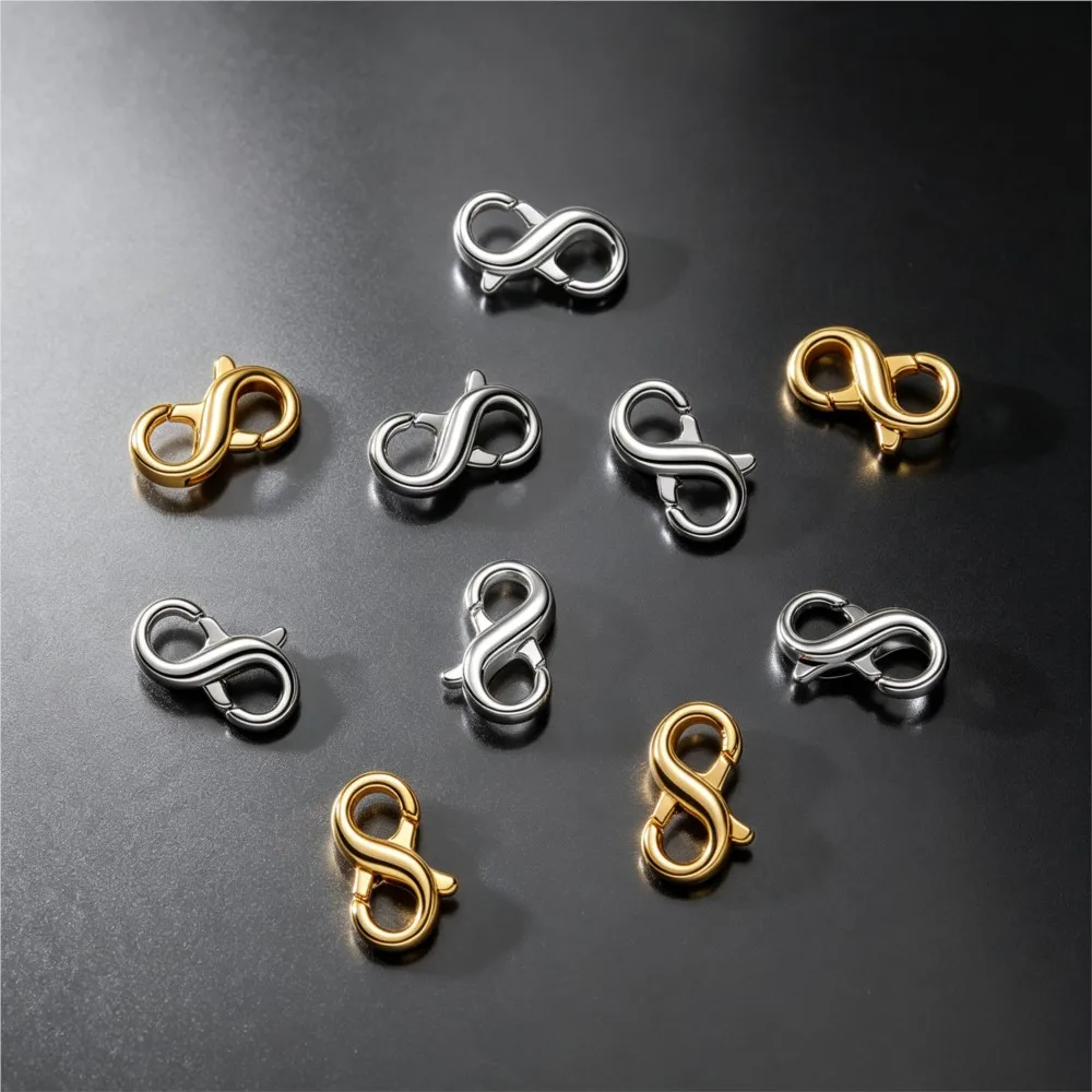 10pcs 12X6mm Figure Eight Closure Clasps Lobster Clasp For Key Ring Necklace Chain Hook DIY Accessories Jewelry Making Findings - view 4