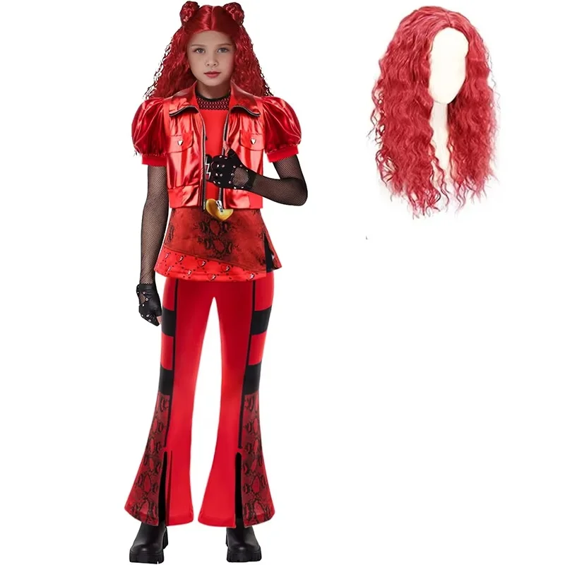 

Little Girls Red Queen Carnival Halloween Movie Same Style Cosplay Sets Kids Princess Birthday Party Dress Up Carnival Costume