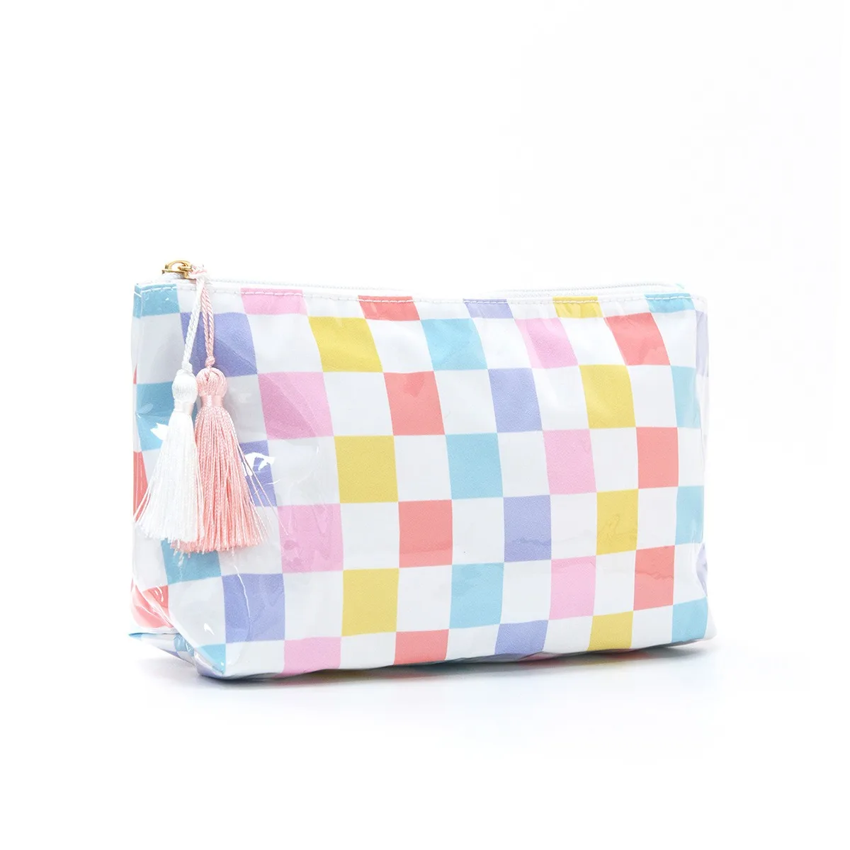 Cross-border striped cosmetic bag high-value large-capacity cosmetic storage bag contrasting color travel portable cosmetic bag