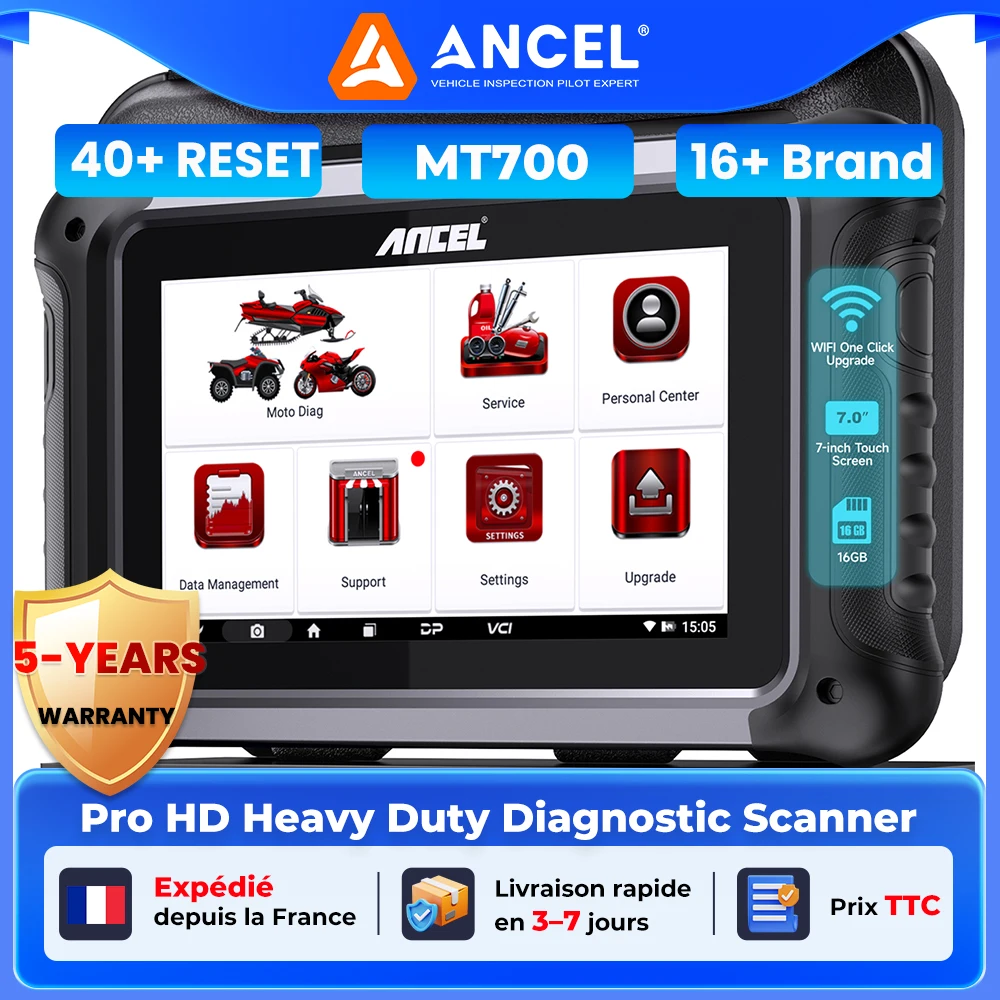 Outil de Diagnostic de Moto Scanner ANCEL MT700 Moto OBD2 avec réinitialisation d'huile et purge ABS pour YAMAHA, HONDA, BMW, DUCATI, HARLEY