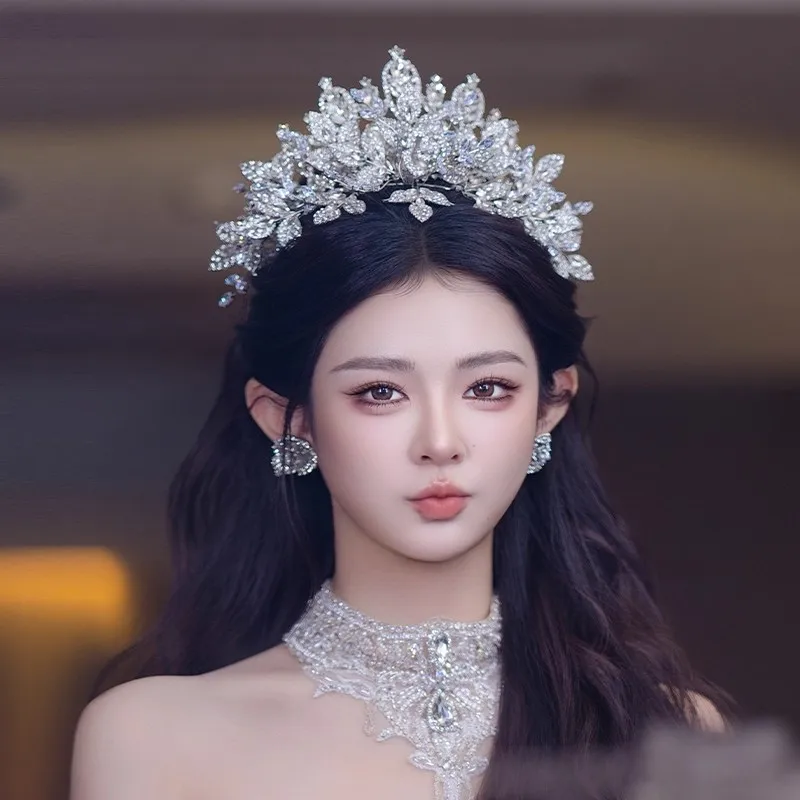 Y Роскошный, элегантный и изысканный свадебный головной убор с короной, красивые серьги принцессы, аксессуары для свадебного стиля