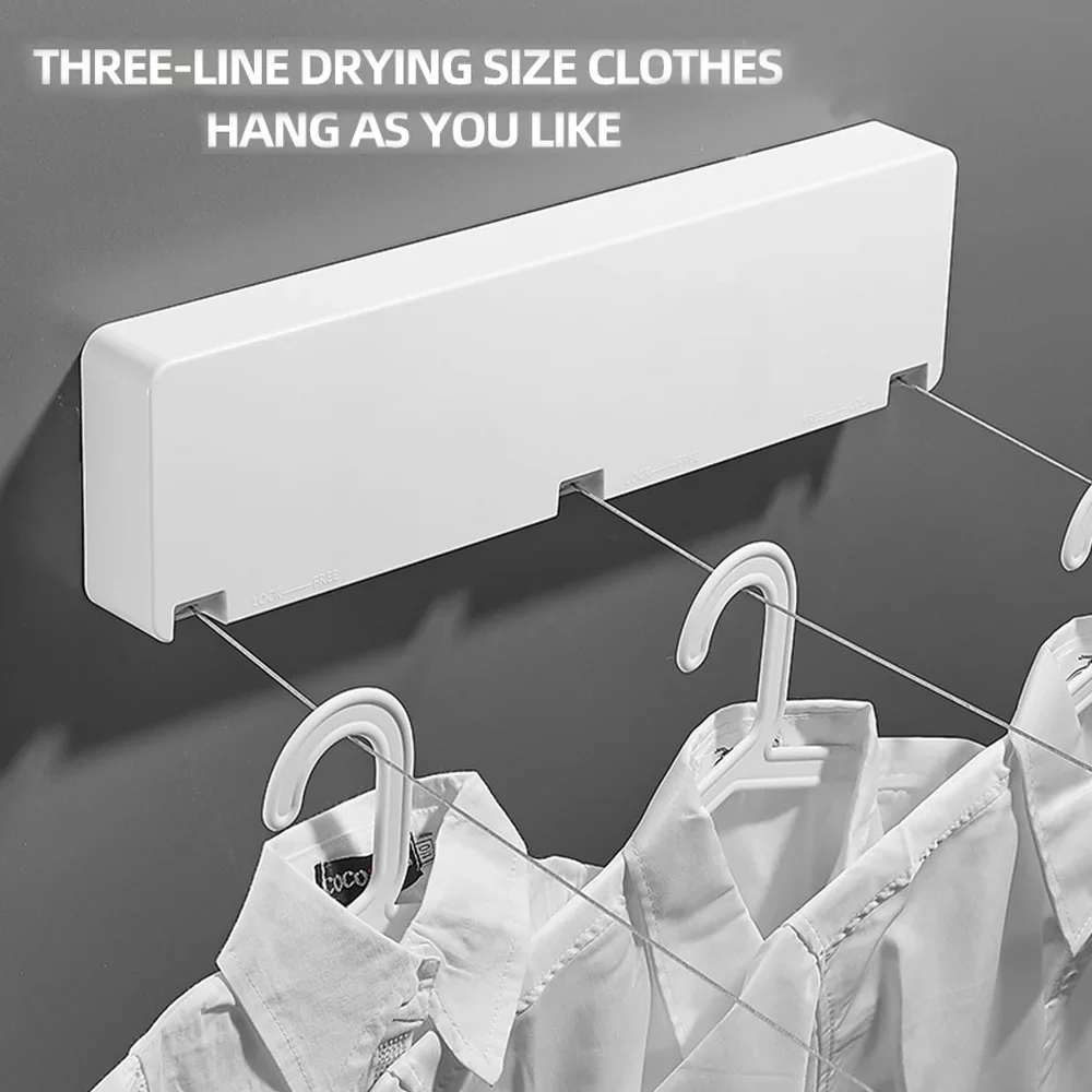 

Hole- Free Invisible Wall Hanging 6 Meters Laundry Three Lines Extended Household Bathroom Balcony Telescopic Cool Clothes Line