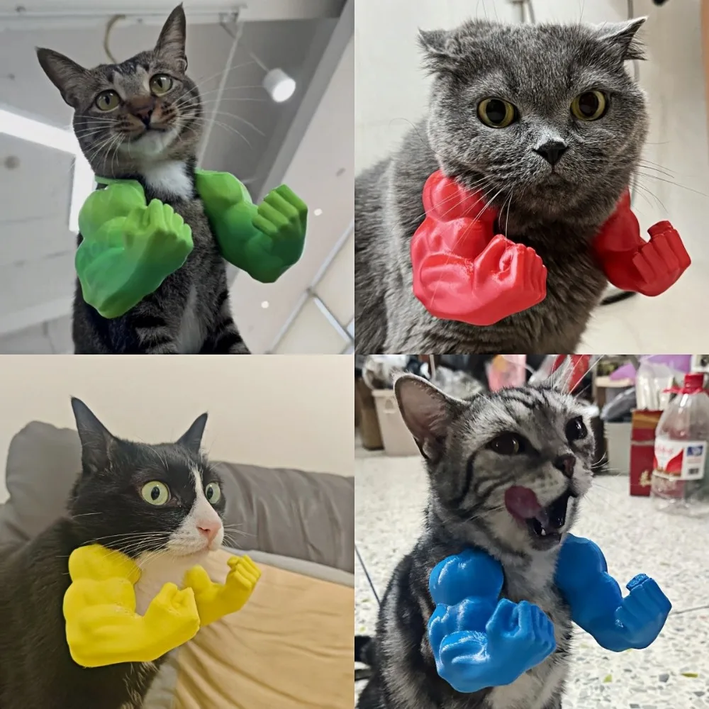 

3D Printed Cat Muscle Arms Creative Giant Arm Kitten Small Dogs Funny Cosplay Costume Halloween Party Decoration Cat Accessories