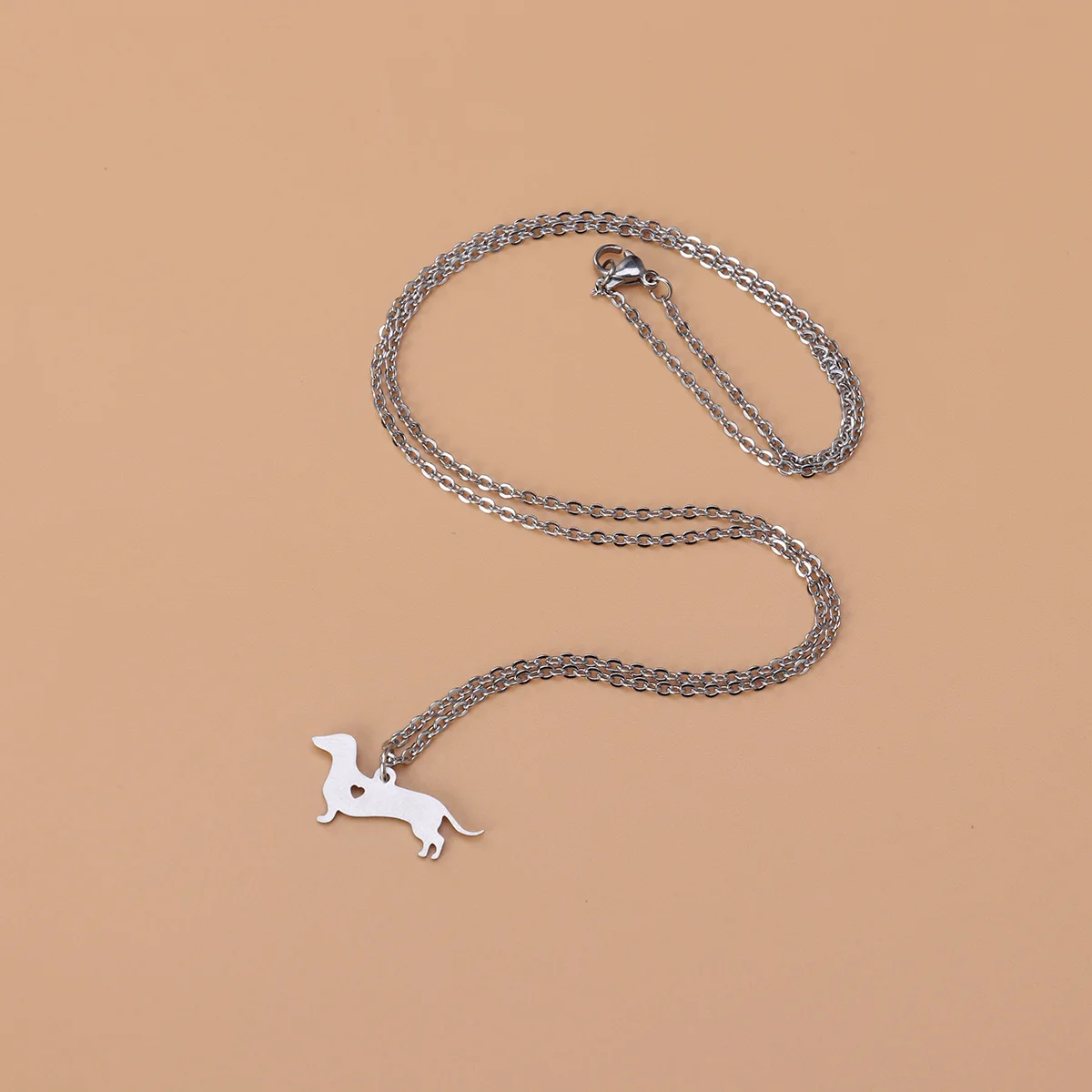 

Charming Dog Pendant Necklace Stainless Steel Women Girls Fashion Sweater Chain Animal Jewelry Wedding Gift Accessories