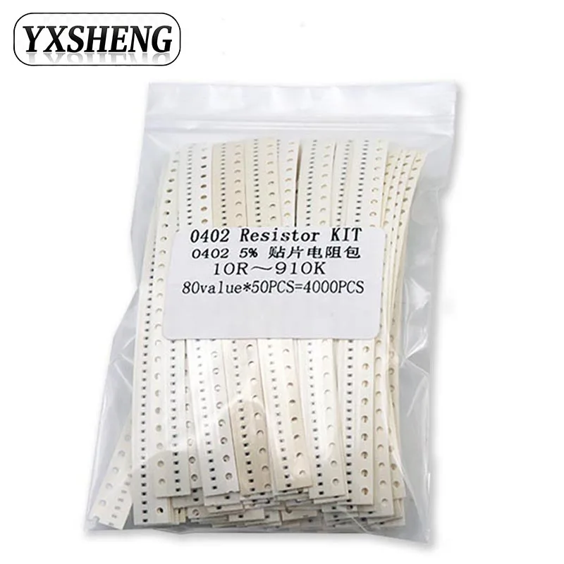 4000PCS 2000PCS 80Values 0402 0603 0805 1206 1210 Resistance Sample Pack 1% 5% 10R 100R 220R 330 470R 10K 100K SMD Resistor KITs