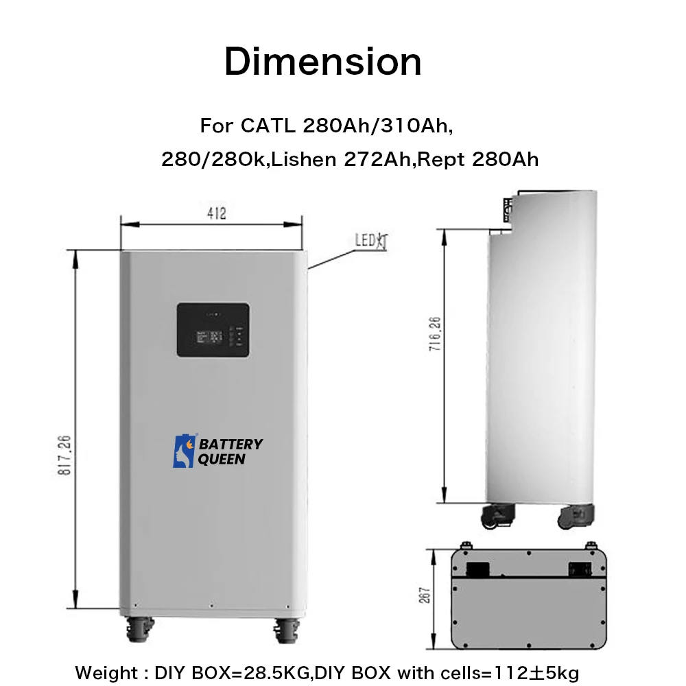 Poland Lifepo4 51.2V Box 280AH 304AH Battery Case 3.0 Seplos 16S 200A BMS CAN RS485 Without Active Balancer Battery Home Solar