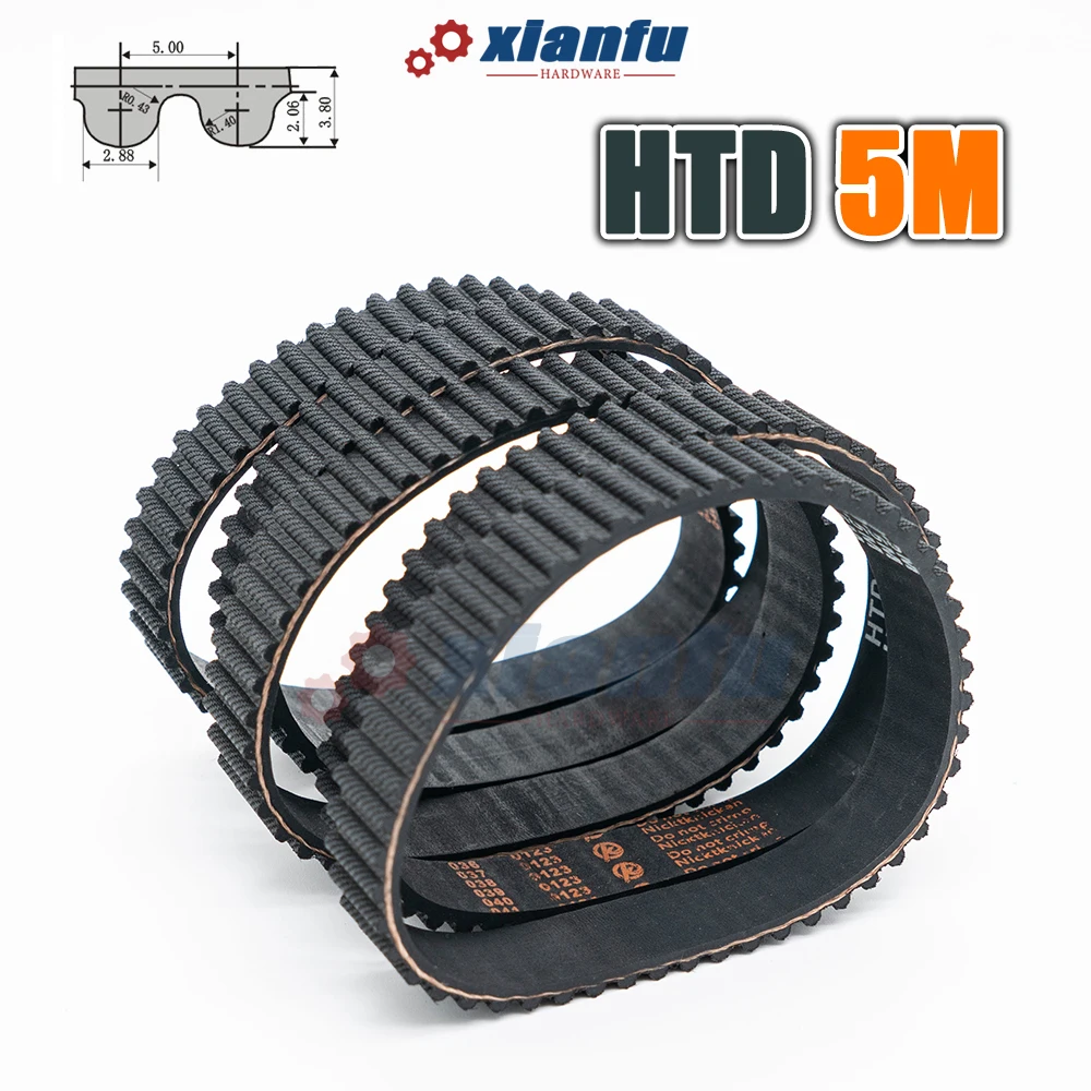 HTD 5M Rubber Timing Belt Closed Loop Perimeter 440 445 450 455 460 465 470 475 480mm HTD5M CNC Transmission Drive Width 10~50mm
