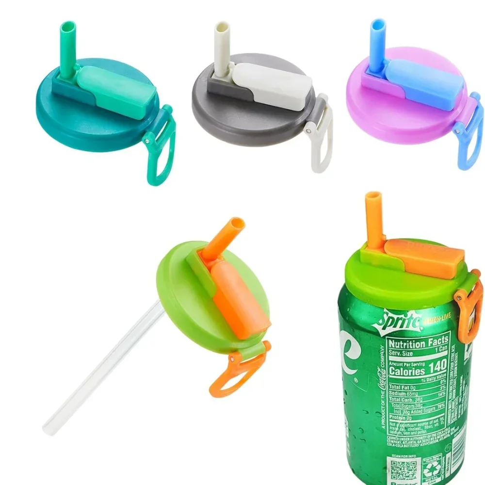 Silicone Soda Can Lids With Straw Straws Soda ​can Covers Straw Soda Can Lid bpa-free Reusable For Soda Beverage Juice