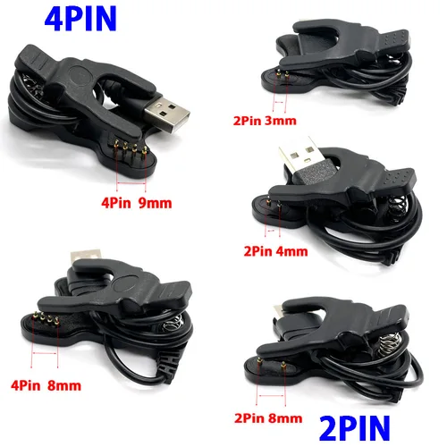 Nuevo USB para Smart Horloge Universele Usb-oplaadkabel Clip de cargador 2/4 pines Ruemming Tussen 3mm 4mm 8mm 9mm