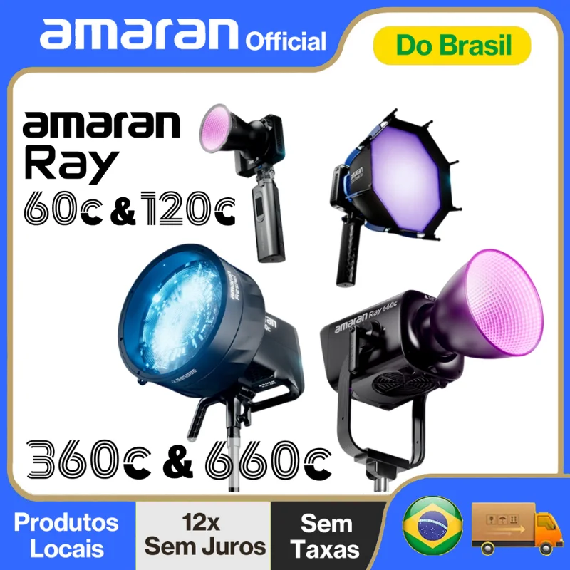 【Do Brasil】Amaran Ray 60c 120c 360c 660c Luz COB RGB Colorida com Suporte OmniColor e Conectividade NFC Bluetooth da Aputure