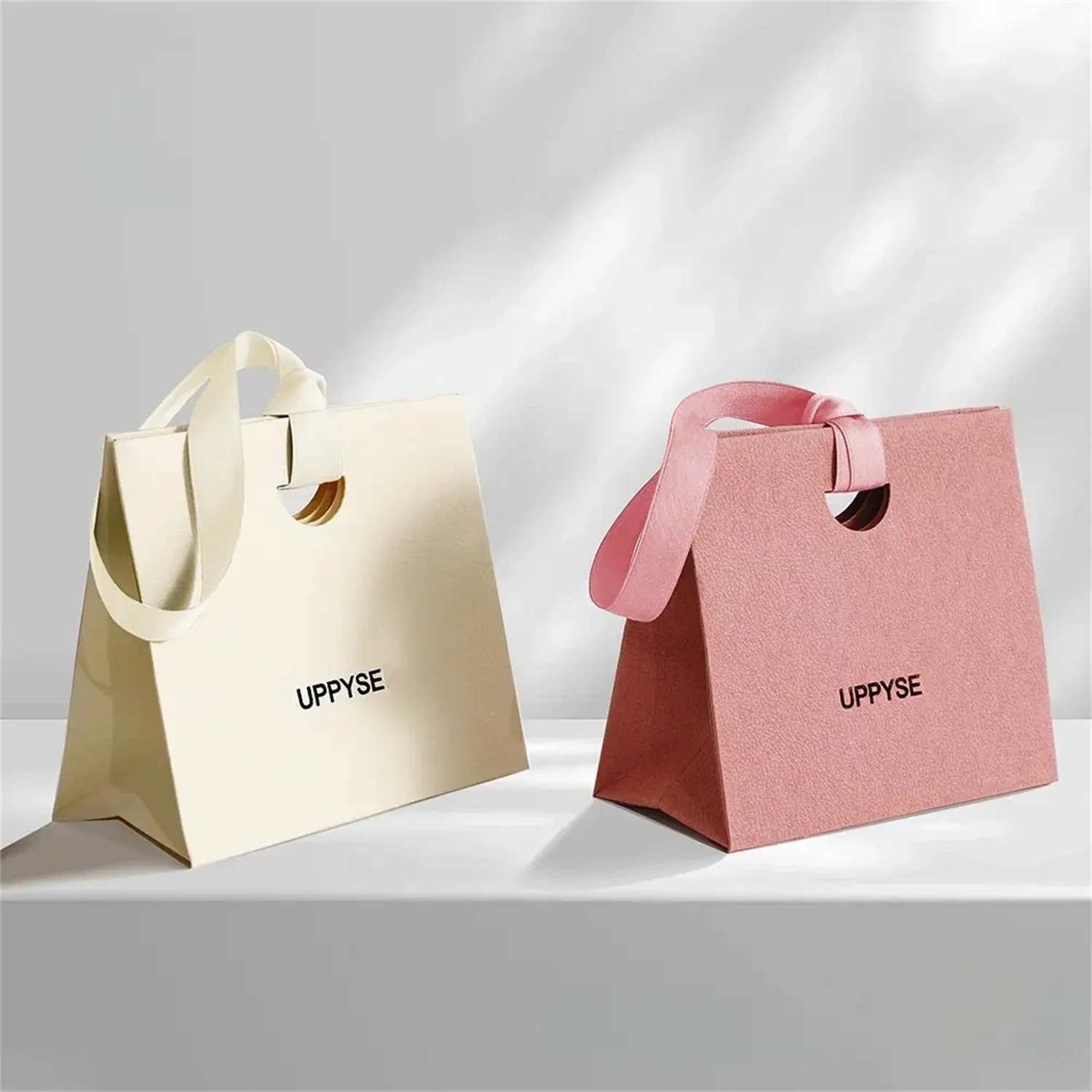 Custom gift bags thick texture luxury packaging gift paper bags with ribbon, custom jewelry pack personalized shopping paper bag