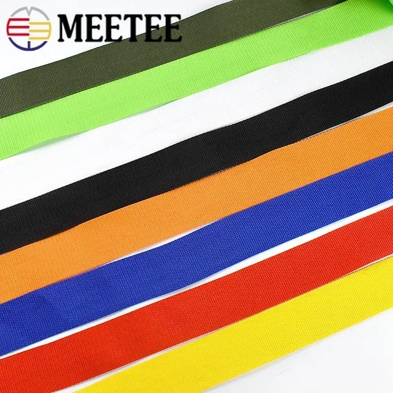 5M 20-50mm Meetee Nylon Webbing Polyester PP Ribbon Tape for Bag Strap Braided Webbings Garment Sewing Bias Trim Decorative Band