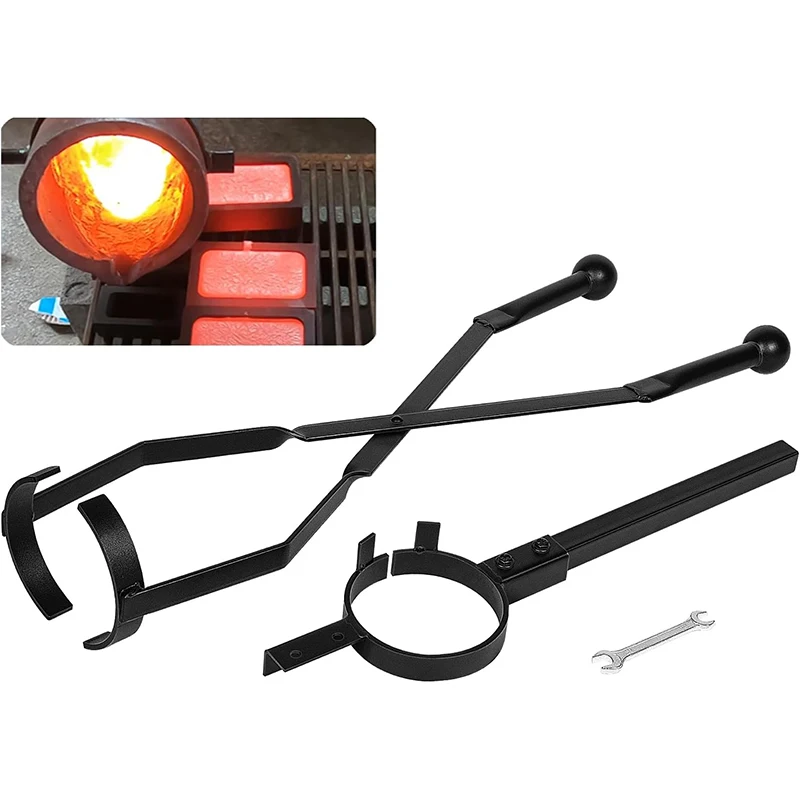 Pinces à creuset pour le fusion du métal, pinces à verser le métal de fusion de levage de creuset en graphite, outils de moulage du métal Perfer (2 pinces)