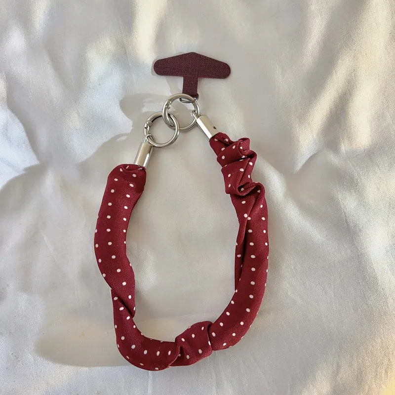 Short Polka Dot Fabric Mobile Phone Lanyard, Anti-lost Wrist Strap, Bag, Keychain Universal view 5