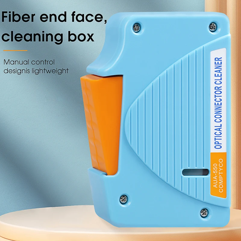 COMPTYCO AUA-550 Fiber End Face Cleaning Box Pigtail Cleaner Cassette Fiber Wiping Tool FTTH SC/ST/FC/LC Optic Fiber Cleaner