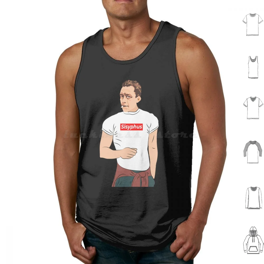 Camisetas sin mangas Hipster Albert Camus con estampado de algodón, Albert Camus, existencialismo, filósofo existencialista, filosofía, Jean Paul